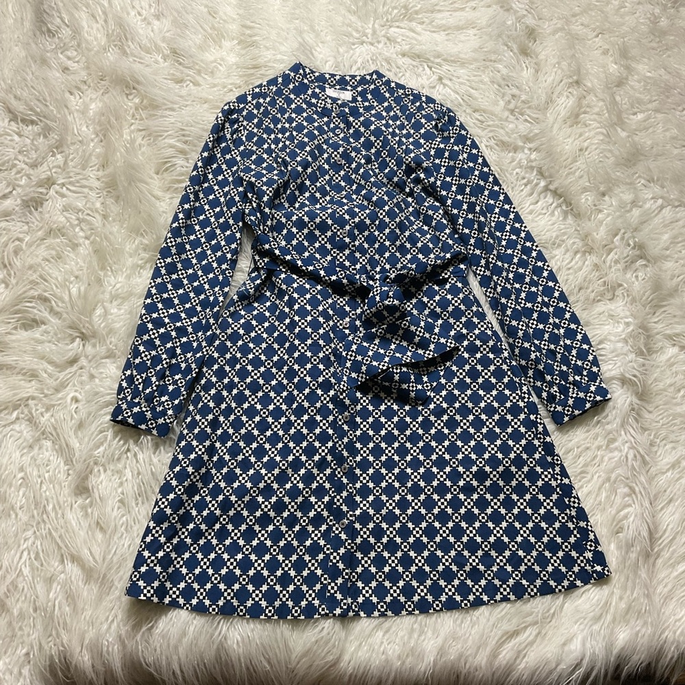 UNTUCKit Virginia Blue Geometric Long Sleeve Dress - Picture 2 of 5